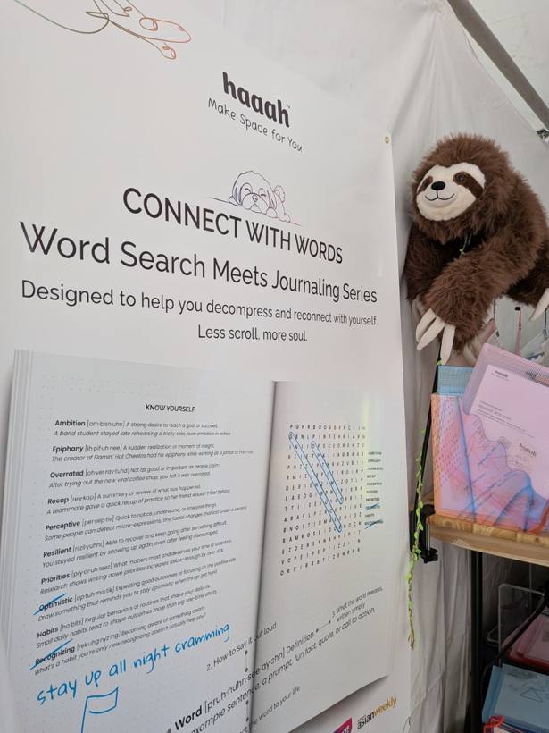 Haaah booth banner at a book festival