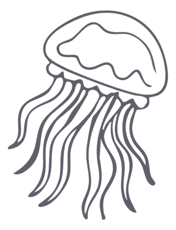 Line drawing of a jellyfish